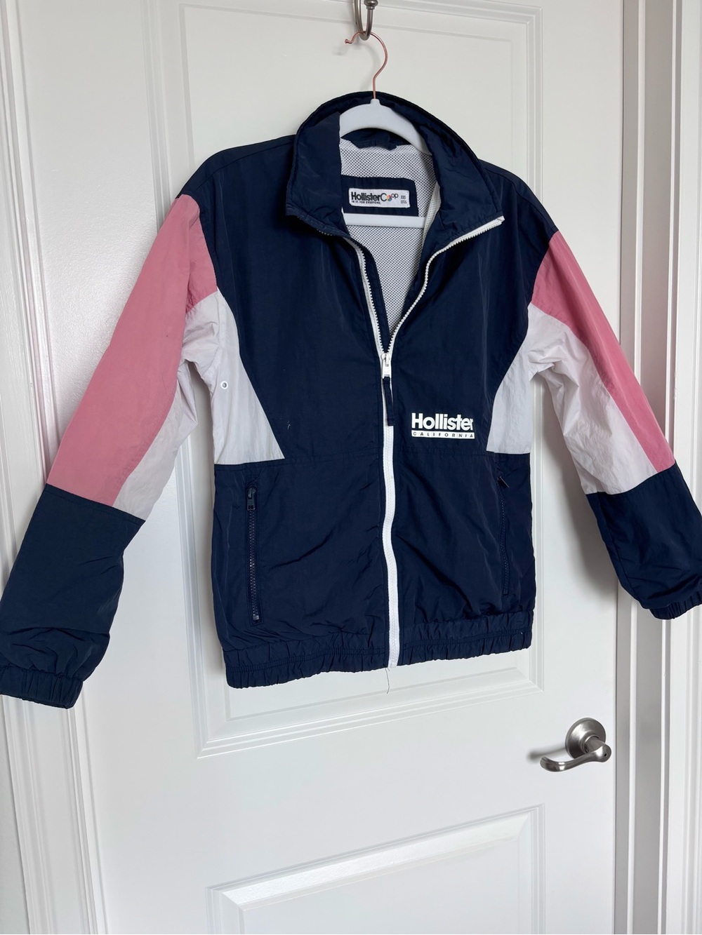 Vintage Y2K Hollister California Windbreaker Jacket Colorblock 2000s Small Navy